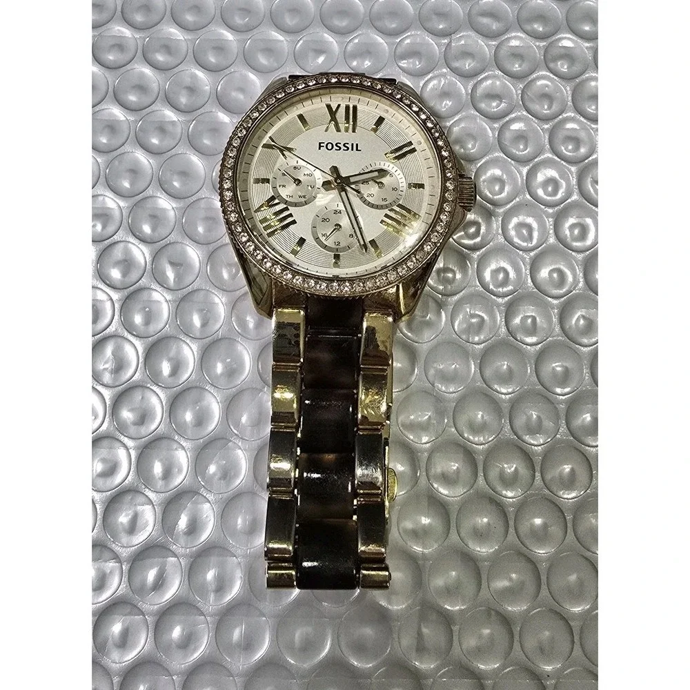 Fossil Women's Vintage Tortoise Acrylic Gold-Toned Watch UNTESTED Parts Only